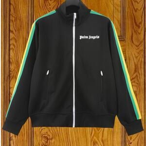 Palm Angels Black Zipper Stand-Up Collar Jacket